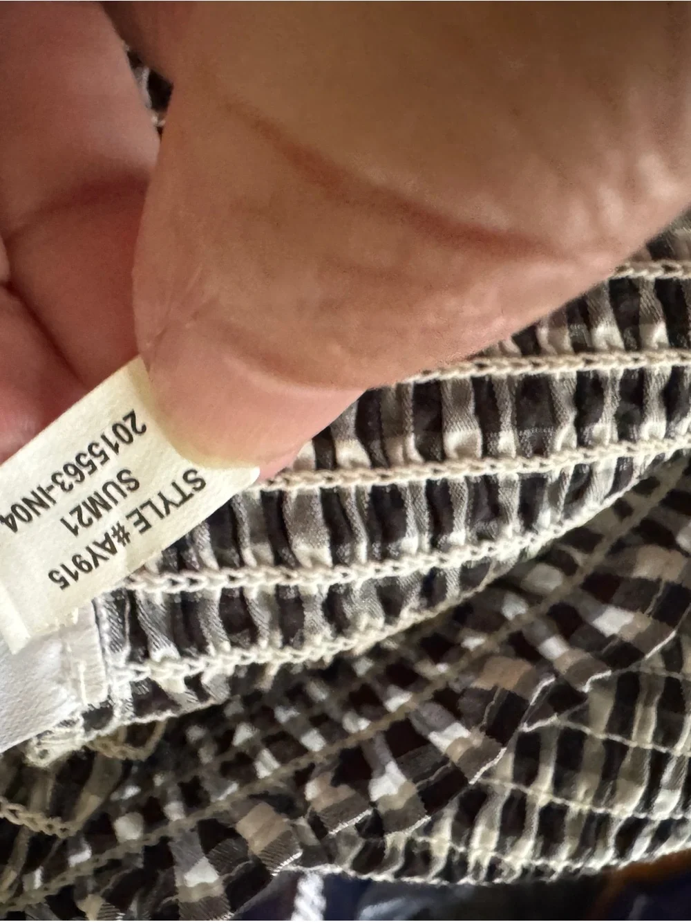 J. Crew Black and White Gingham Smocked Midi Dress
